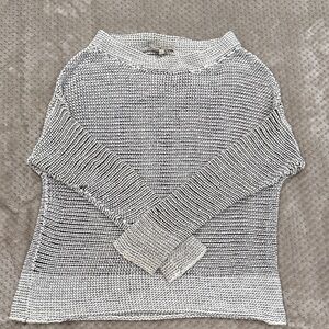 7 For All Mankind Women's Textured Gray Sweater with Gold details